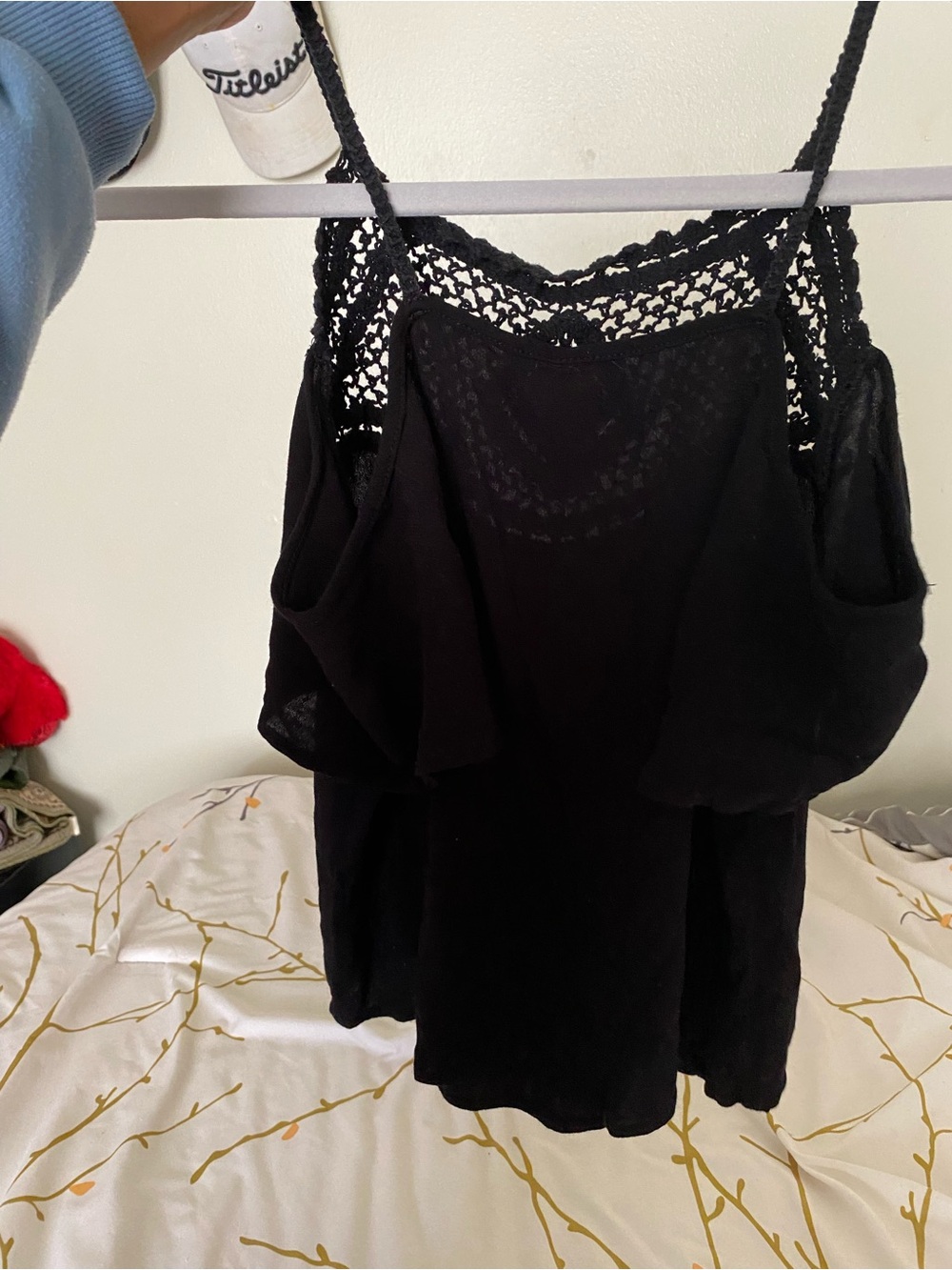 No Boundaries Black Crochet Yoke Camisole Top - Picture 6 of 7